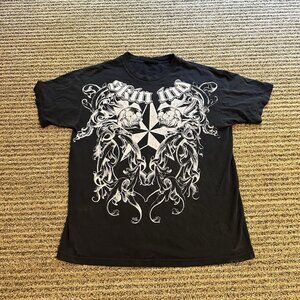 Vintage Y2K Skin Industries T Shirt Mens Lg Grunge Punk Skater Skull Tattoo